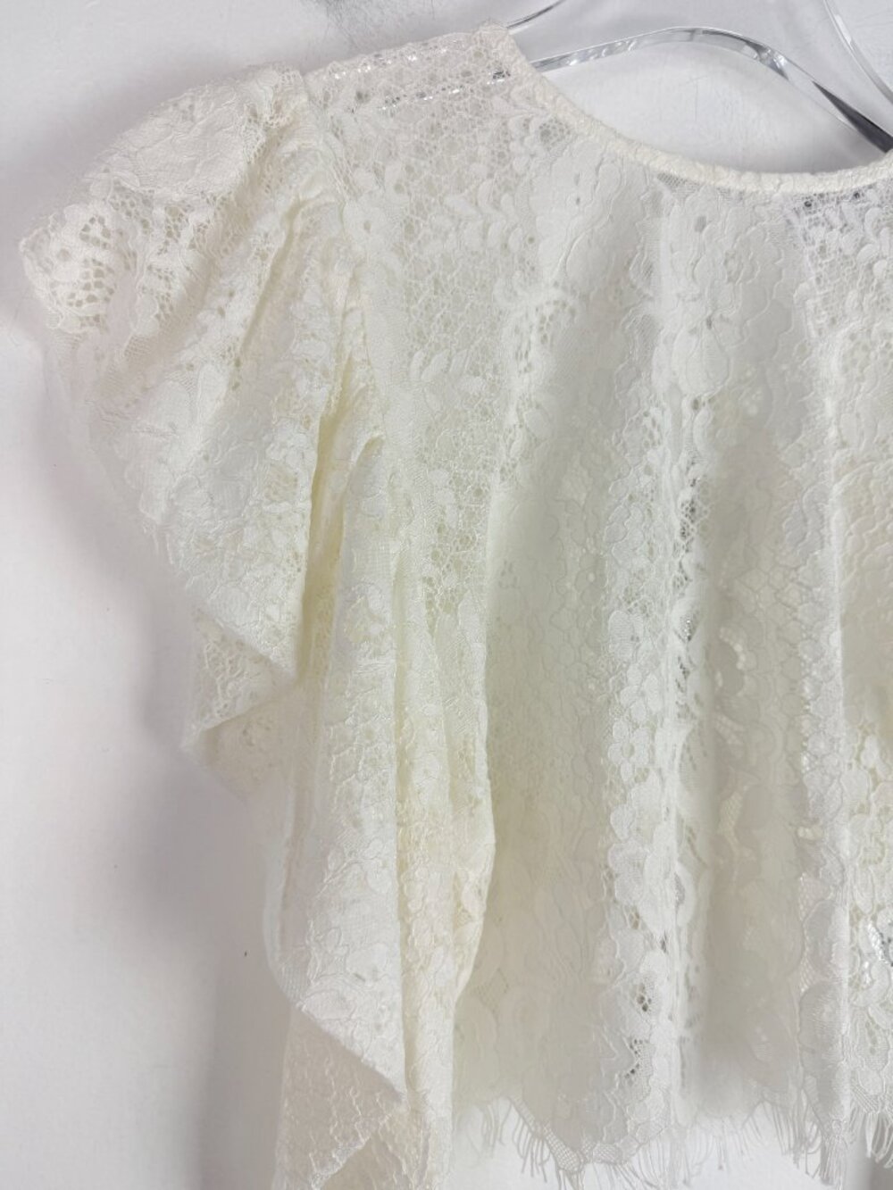 NWOT Naked Wardrobe The Statement Puff Sleeve Lace Crop Top Size Small S NEW - Picture 3 of 10